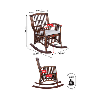 rattan Bohemian Farmhouse Woven Rattan/Wood Rocking Chair