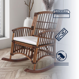 Clarissa Bohemian Farmhouse Woven Rattan/Wood Rocking Chair