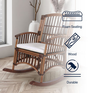 Clarissa Bohemian Farmhouse Woven Rattan/Wood Rocking Chair