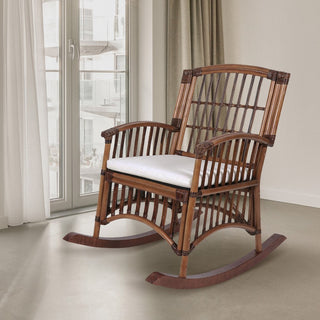 rattan Bohemian Farmhouse Woven Rattan/Wood Rocking Chair