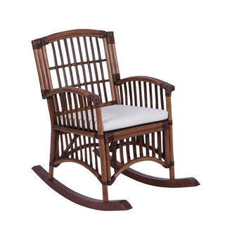 rattan Bohemian Farmhouse Woven Rattan/Wood Rocking Chair