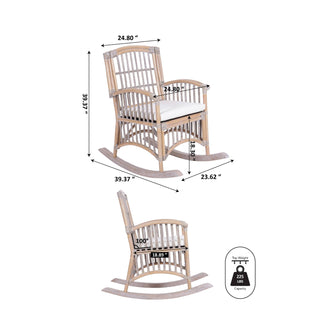 Clarissa Bohemian Farmhouse Woven Rattan/Wood Rocking Chair