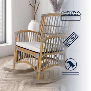 Clarissa Bohemian Farmhouse Woven Rattan/Wood Rocking Chair