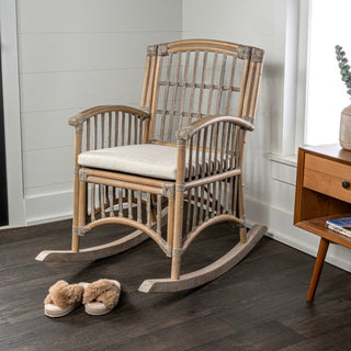 Clarissa Bohemian Farmhouse Woven Rattan/Wood Rocking Chair