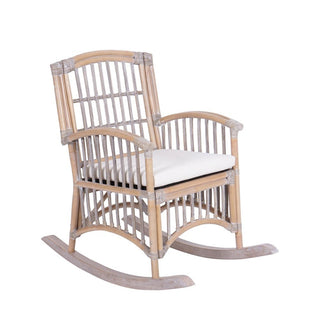 Clarissa Bohemian Farmhouse Woven Rattan/Wood Rocking Chair