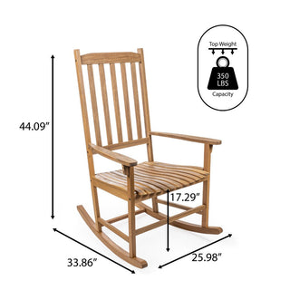 Rocking Farmhouse Classic Slat-Back 350-LBS Support Acacia Wood Outdoor Rocking Chair