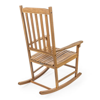 Rocking Farmhouse Classic Slat-Back 350-LBS Support Acacia Wood Outdoor Rocking Chair