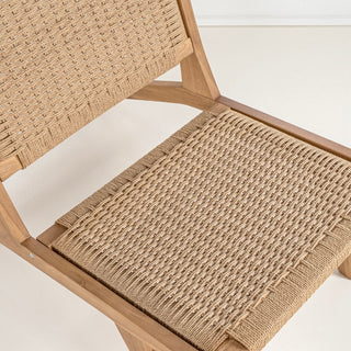 Beachcrest Mid-Century Modern Woven Seagrass Wood Armless Lounge Chair