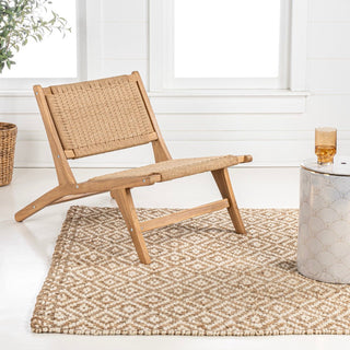 Beachcrest Mid-Century Modern Woven Seagrass Wood Armless Lounge Chair