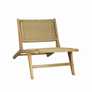 Beachcrest Mid-Century Modern Woven Seagrass Wood Armless Indoor Lounge Chair