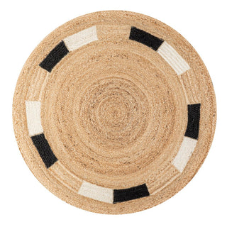 OBEETEE Geometric Jute Circle Area Rug