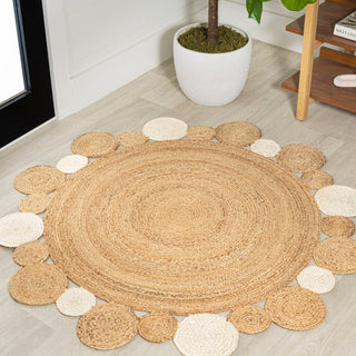 Scarlet Two-tone Jute Hippy Circle Area Rug