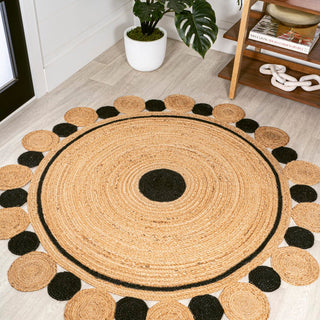 Classic Two-tone Jute Hippy Circle Medallion Area Rug