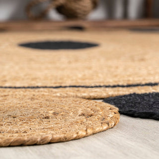 Classic Two-tone Jute Hippy Circle Medallion Area Rug