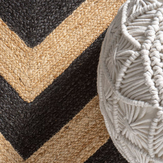 Abstract Two-tone Chevron Round Jute Area Rug