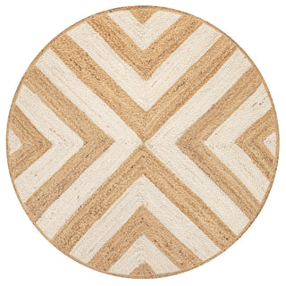 Abstract Two-tone Chevron Round Jute Area Rug