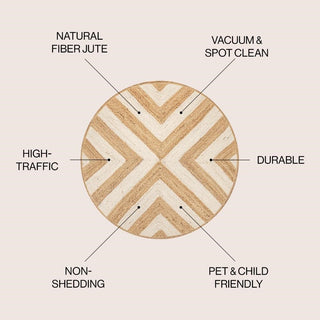 Abstract Two-tone Chevron Round Jute Area Rug