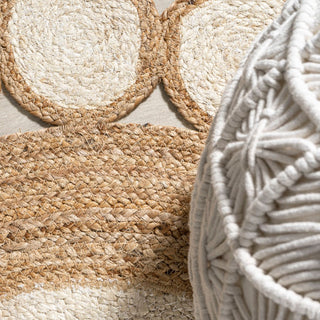 Zenith Two-tone Jute Circle Border Area Rug