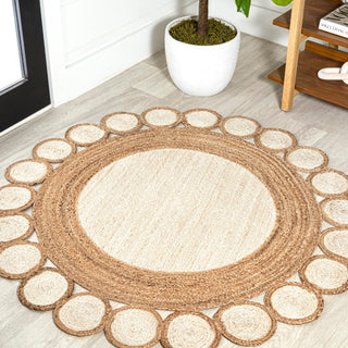 Zenith Two-tone Jute Circle Border Area Rug