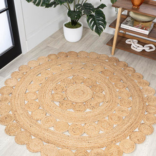 Shag Hippy Jute Medallion Circle Area Rug