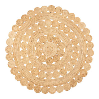 Shag Hippy Jute Medallion Circle Area Rug