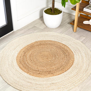 Winsor Two-tone Boho Jute Circle Area Rug