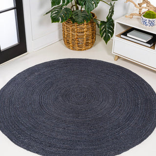 Pilu Braided Coastal Cottage Round Jute Area Rug