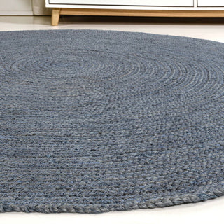 Pilu Braided Coastal Cottage Round Jute Area Rug