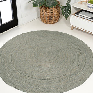 Pilu Braided Coastal Cottage Round Jute Area Rug