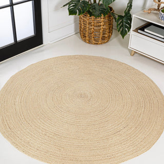 Pilu Braided Coastal Cottage Round Jute Area Rug