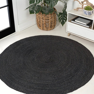 Pilu Braided Coastal Cottage Round Jute Area Rug