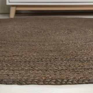 Pilu Braided Coastal Cottage Round Jute Area Rug