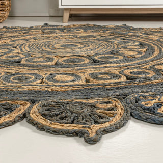 Elegant Medallion Contemporary Bohemian Round Jute Area Rug