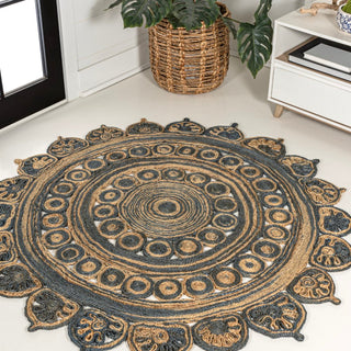 Elegant Medallion Contemporary Bohemian Round Jute Area Rug