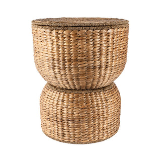 Bhola 18" Hourglass Handwoven Hyacinth Storage Accent Table with Lid