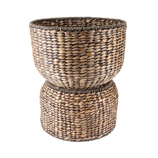 Bhola 18" Hourglass Handwoven Hyacinth Storage Accent Table with Lid