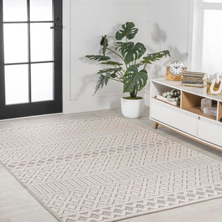 chevron High-Low Modern Trellis Geometric Indoor/Outdoor Area Rug