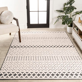 chevron High-Low Modern Trellis Geometric Indoor/Outdoor Area Rug