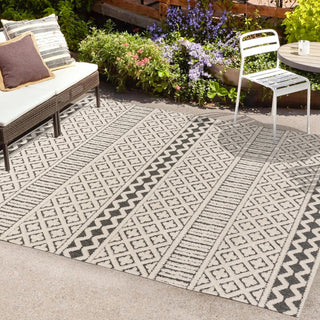 chevron High-Low Modern Trellis Geometric Indoor/Outdoor Area Rug