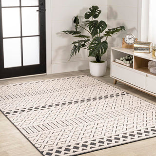 chevron High-Low Modern Trellis Geometric Indoor/Outdoor Area Rug