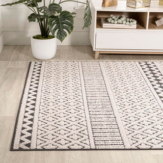 chevron High-Low Modern Trellis Geometric Indoor/Outdoor Area Rug