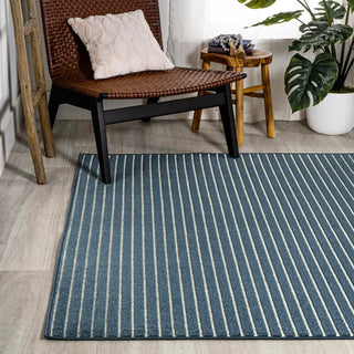 Fedir Minimalist Scandi Striped Navy/ivory 2 ft. x 8 ft. Runner Rug