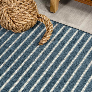 Fedir Minimalist Scandi Striped Navy/ivory 2 ft. x 8 ft. Runner Rug