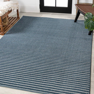 Fedir Minimalist Scandi Striped Navy/ivory 2 ft. x 8 ft. Runner Rug