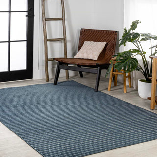 Fedir Minimalist Scandi Striped Navy/ivory 2 ft. x 8 ft. Runner Rug