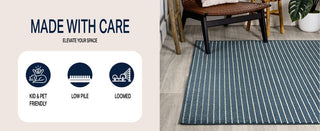 Fedir Minimalist Scandi Striped Navy/ivory 2 ft. x 8 ft. Runner Rug