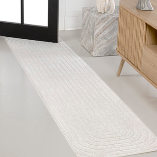 Baya High-Low Modern Scandinavian Arch Stripe Monotone Indoor/Outdoor Area Rug