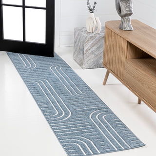 Verde High-Low MidCentury Modern Arch Stripe Two-Tone Indoor/Outdoor Area Rug