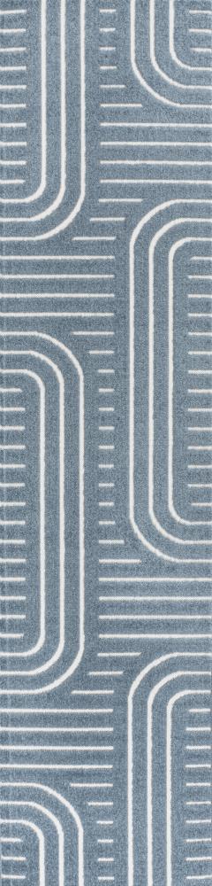 Verde High-Low MidCentury Modern Arch Stripe Two-Tone Indoor/Outdoor Area Rug