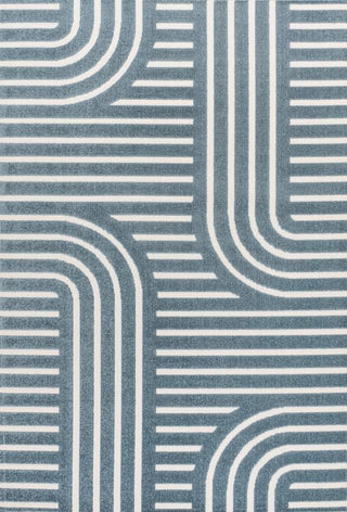 Verde High-Low MidCentury Modern Arch Stripe Two-Tone Indoor/Outdoor Area Rug